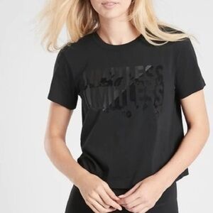 ATHLETA BLACK LIMITLESS GRAPHIC SHORT SLEEVE ORGANIC DAILY CROP TEE size S